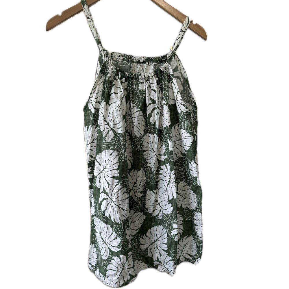 Handmade Handcrafted Hawaiian Tropical Monstera Leaves Sleeveless Tank Dress M-L